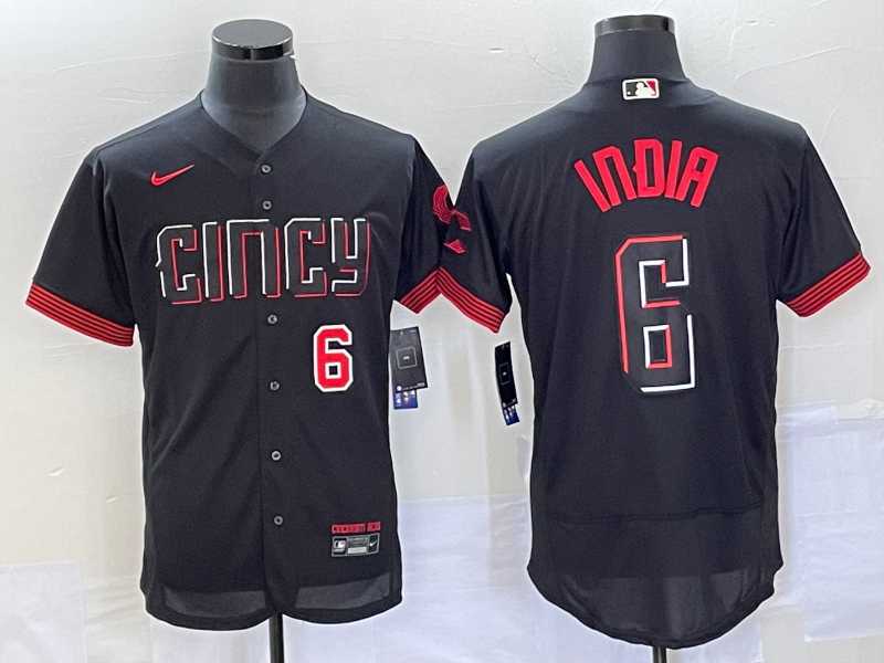 Men%27s Cincinnati Reds #6 Jonathan India Number Black 2023 City Connect Flex Base Stitched Jerseys